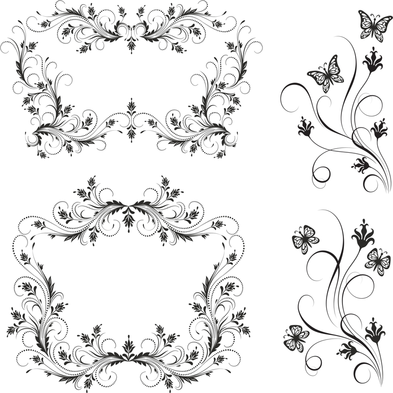 طرح مجموعه حاشیه‌های گلدار مناسب برای استفاده در دستگاه های cnc چوب و cnc لیزر - floral borders set cdr file