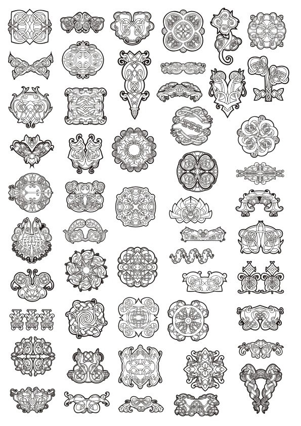 طرح عناصر تزئینی سلتیک مناسب برای استفاده در دستگاه های cnc چوب و cnc لیزر - celtic ornament elements cdr file