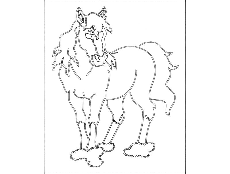 طرح اسب پفرد مناسب برای استفاده در دستگاه های cnc چوب و cnc لیزر - pferd horse dxf file