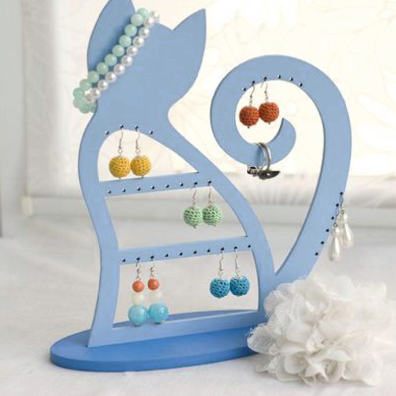 طرح جای جواهرات گربه مناسب برای استفاده در دستگاه های cnc چوب و cnc لیزر - cat jewelry stand cdr file