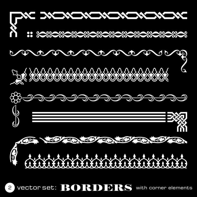طرح فایل لایه باز حاشیه با گوشه ها . مناسب برای استفاده در دستگاه های cnc چوب و cnc لیزر - borders with corners set eps file