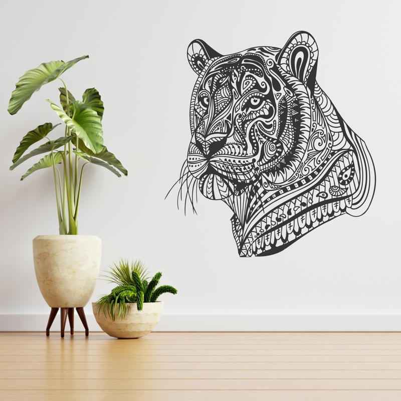 طرح دکور دیواری ببر مناسب برای استفاده در دستگاه های cnc چوب و cnc لیزر - laser cut tiger wall decor cdr file