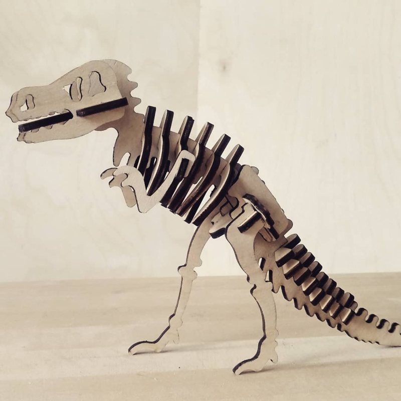 طرح پازل چوبی اسکلت دایناسور مناسب برای استفاده در دستگاه های cnc چوب و cnc لیزر - laser cut wooden dinosaur skeleton puzzle cdr file