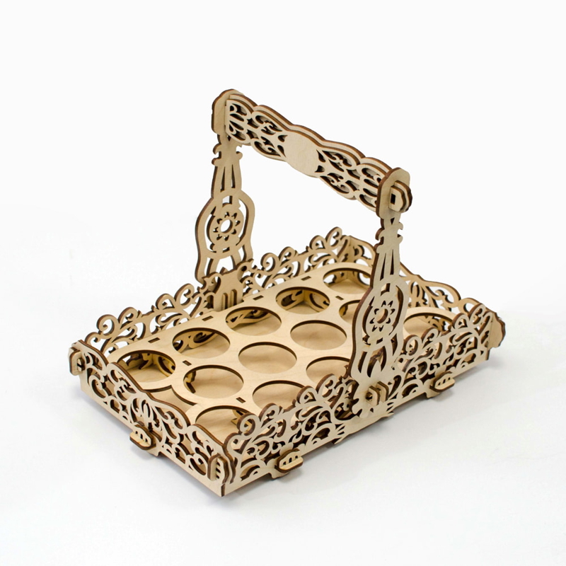 طرح سبد عید پاک با دسته تاشو و ثابت، مناسب برای استفاده در دستگاه های cnc چوب و cnc لیزر - laser cut easter basket with foldable and fixed handle cdr file
