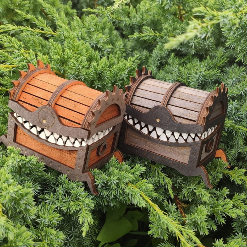 طرح جعبه صندوقچه هیولا مناسب برای استفاده در دستگاه های cnc چوب و cnc لیزر - laser cut monster chest box cdr file