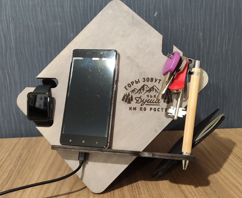 طرح میز عسلی چوبی مناسب برای استفاده در دستگاه های cnc چوب و cnc لیزر - laser cut wooden docking station organizer cdr file
