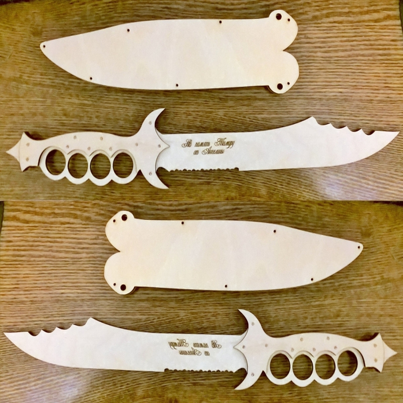 طرح چاقوی چوبی مناسب برای استفاده در دستگاه های cnc چوب و cnc لیزر - laser cut wooden knife cdr file