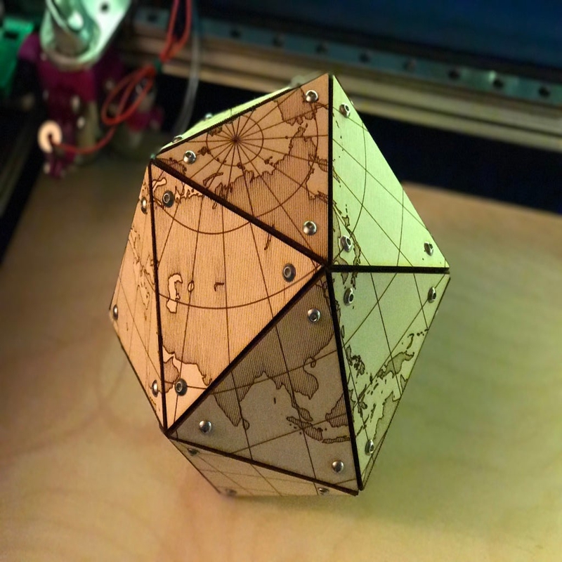 طرح نقشه دایمکسیون مناسب برای استفاده در دستگاه های cnc چوب و cnc لیزر - laser cut dymaxion map dxf file