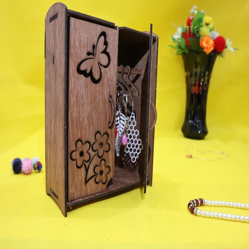 طرح کمد لباس مینیاتوری خانه عروسکی و ضخامت 3 میلی‌متر مناسب برای استفاده در دستگاه های cnc چوب و cnc لیزر - laser cut dollhouse wardrobe miniature closet 3mm cdr file