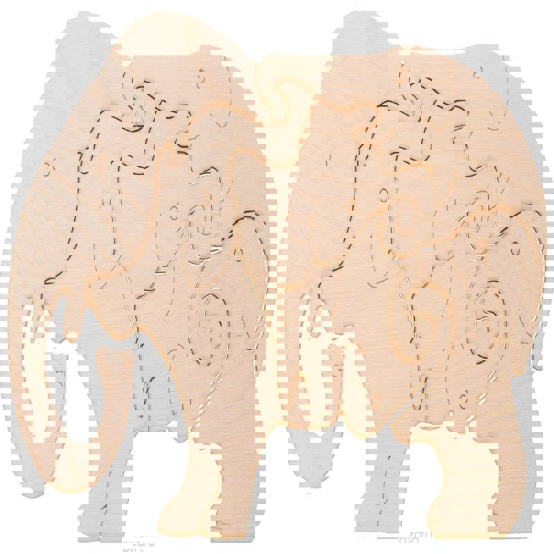 طرح پازل فیل چوبی برای بازی کودکان در فضای داخلی مناسب برای استفاده در دستگاه های cnc چوب و cnc لیزر - laser cut wooden elephants jigsaw puzzle for kids children indoor games dxf file