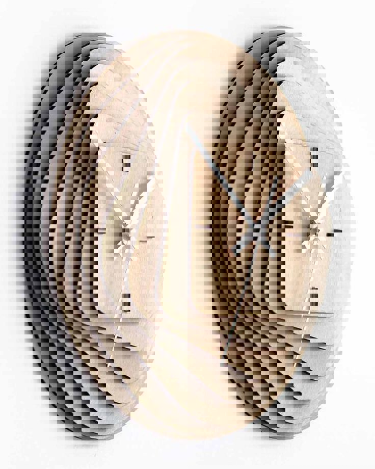 طرح ساعت چوبی لایه لایه تخته سه لا توس ۳ میلی متری با فاصله ۳ میلی متر مناسب برای استفاده در دستگاه های cnc چوب و cnc لیزر - laser cut layered wood clock 3mm birch plywood with 3mm space cdr file
