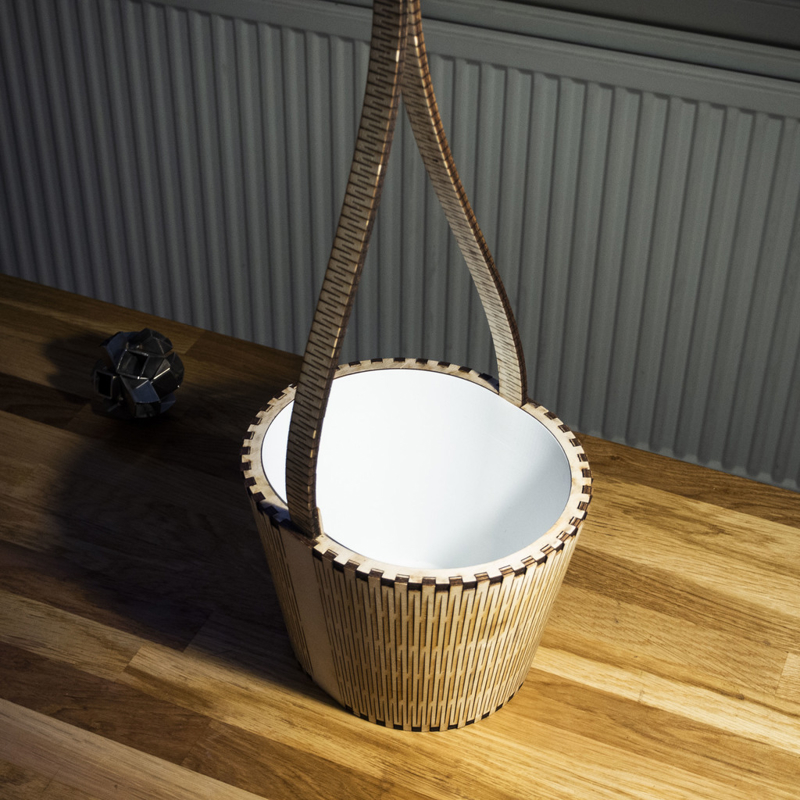 طرح گلدان آویز ۶ میلی‌متری مناسب برای استفاده در دستگاه های cnc چوب و cnc لیزر - laser cut hanging plant pot 6mm dxf file