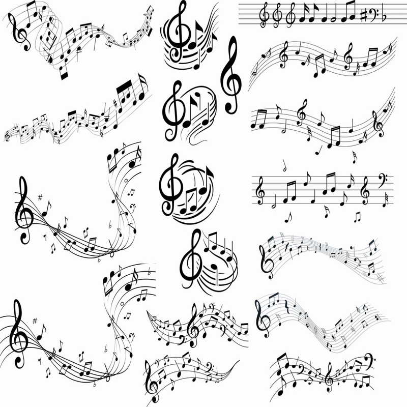 طرح کلیپ آرت نت های موسیقی مناسب برای استفاده در دستگاه های cnc چوب و cnc لیزر - music notes clipart dxf file