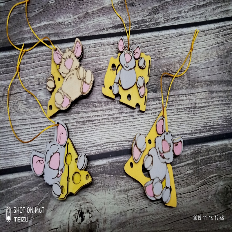 طرح موش سال نو مناسب برای استفاده در دستگاه های cnc چوب و cnc لیزر - laser cut new year mouse template cdr file