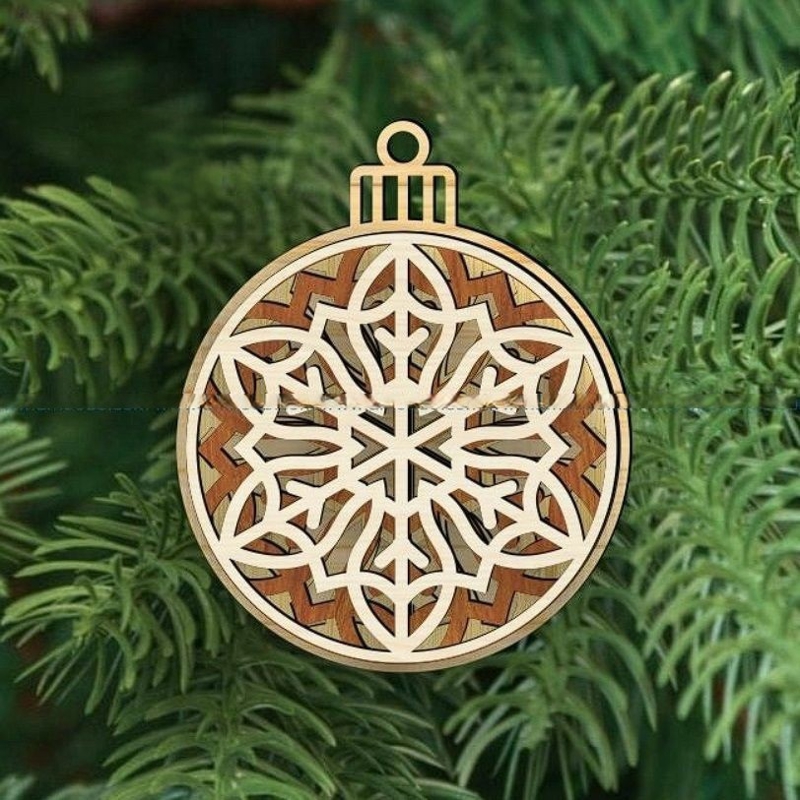 طرح لایه باز عروسک کریسمس مناسب برای استفاده در دستگاه های cnc چوب و cnc لیزر - laser cut christmas tree layered bauble cdr file