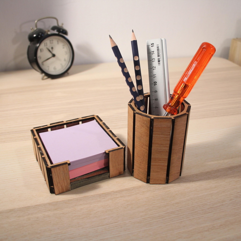 طرح سه بعدی جا دفترچه یادداشت رومیزی مناسب برای استفاده در دستگاه های cnc چوب و cnc لیزر - laser cut desk notepad holder 3mm cdr file