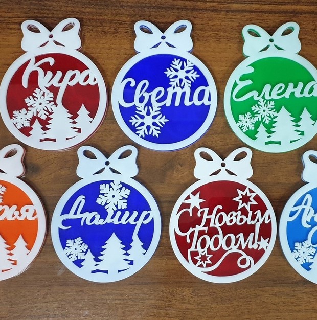 طرح اسباب بازی های کریسمسی شخصی مناسب برای استفاده در دستگاه های cnc چوب و cnc لیزر - laser cut personalised christmas baubles cdr file