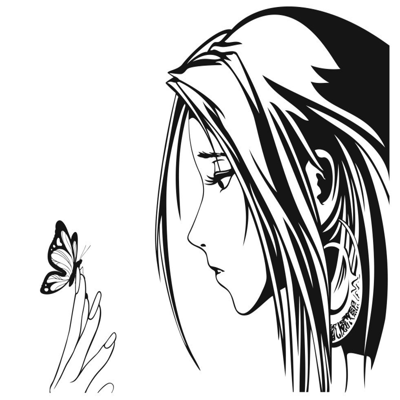 طرح زنی با پروانه مناسب برای استفاده در دستگاه های cnc چوب و cnc لیزر - woman with butterfly cdr file