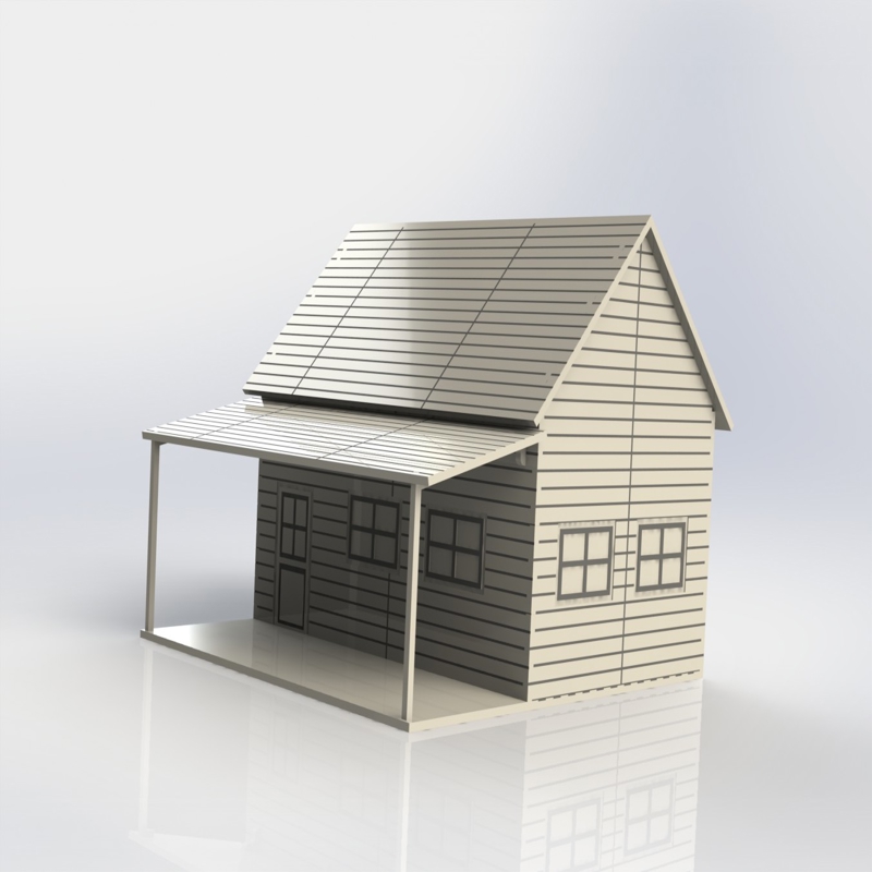 طرح خانه کوچک غربی چوبی مناسب برای استفاده در دستگاه های cnc چوب و cnc لیزر - little western house in wood dxf file