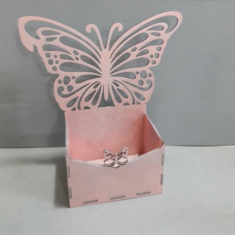 طرح جعبه با طرح پروانه به صورت مناسب برای استفاده در دستگاه های cnc چوب و cnc لیزر - laser cut box with butterfly cdr file
