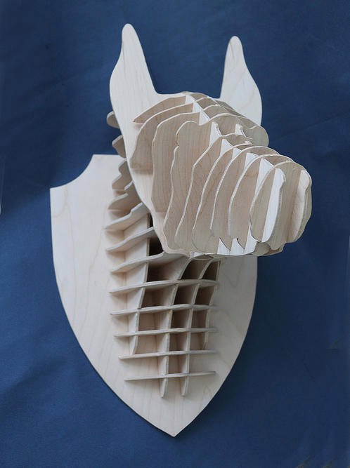 طرح سر سگ دوبرمن با قطر 4 میلی‌متر مناسب برای استفاده در دستگاه های cnc چوب و cnc لیزر - laser cut doberman dog head trophy 4mm cdr file