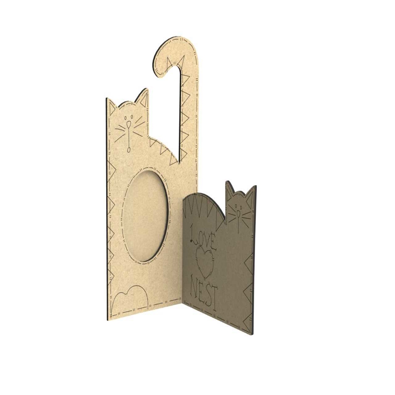 طرح قاب عکس گربه - مناسب برای استفاده در دستگاه های cnc چوب و cnc لیزر - laser cut cat photo frame cdr file
