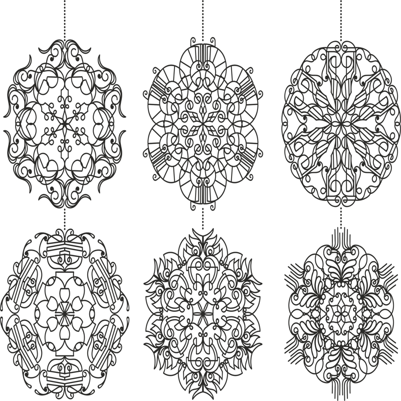 طرح مجموعه دانه‌های برف مناسب برای استفاده در دستگاه های cnc چوب و cnc لیزر - snowflakes set cdr file