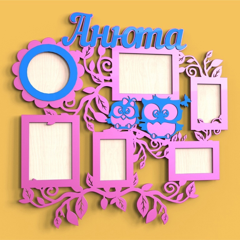 طرح قاب عکس جغد نوزاد مناسب برای استفاده در دستگاه های cnc چوب و cnc لیزر - laser cut baby owls photo frame cdr file
