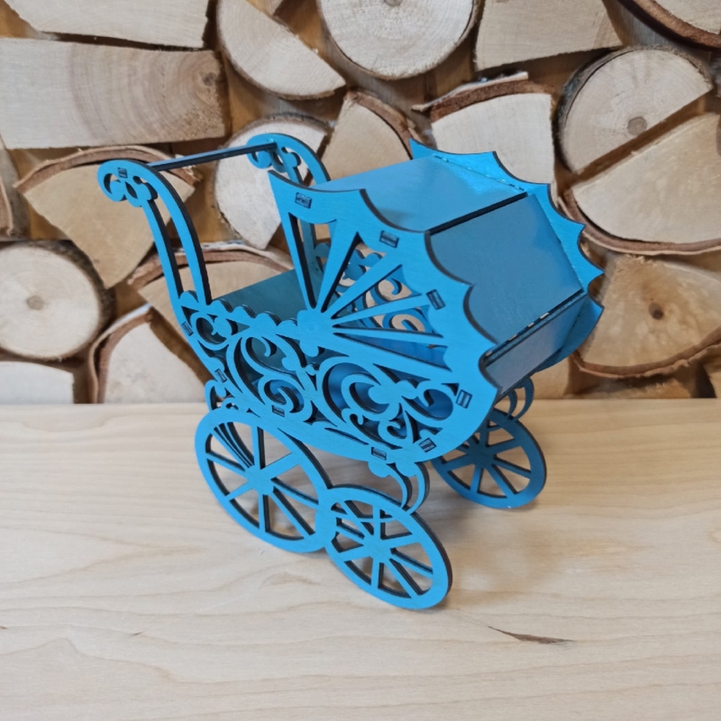 طرح کارت دعوت عروسی طرح کالسکه و سبد خرید مناسب برای استفاده در دستگاه های cnc چوب و cnc لیزر - laser cut baby shower carriage stroller wedding favors cdr file
