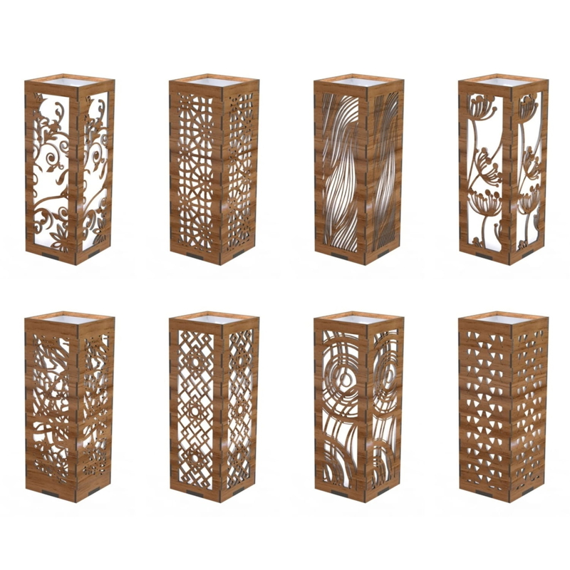 طرح چراغ رومیزی چوبی مناسب برای استفاده در دستگاه های cnc چوب و cnc لیزر - laser cut wooden table lamps dxf file