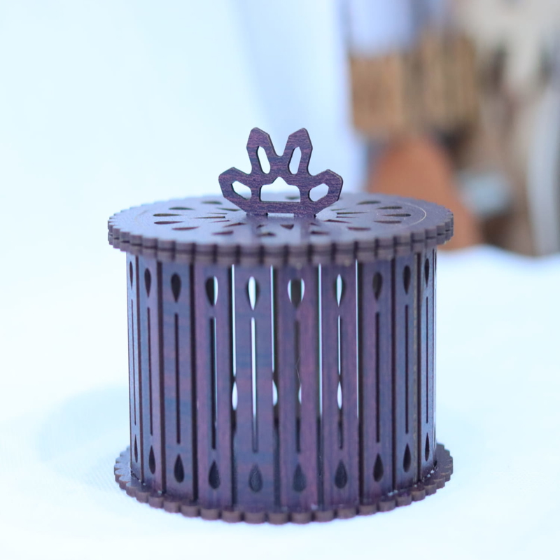 طرح جعبه کادویی چوبی تزئینی گرد مناسب برای استفاده در دستگاه های cnc چوب و cnc لیزر - laser cut wood decorative round gift box cdr file