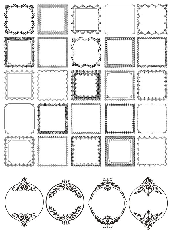 طرح مجموعه قاب عکس کلاسیک مشکی مناسب برای استفاده در دستگاه های cnc چوب و cnc لیزر - black classic decor frames set cdr file