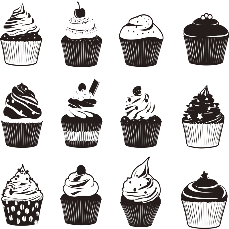 طرح مجموعه وکتور کاپ کیک مناسب برای استفاده در دستگاه های cnc چوب و cnc لیزر - cupcake vector set cdr file
