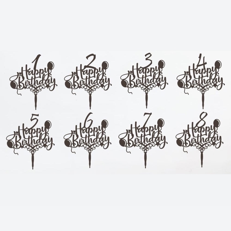 طرح تزیین کیک تولدت مبارک مناسب برای استفاده در دستگاه های cnc چوب و cnc لیزر - laser cut happy birthday cake toppers cdr file