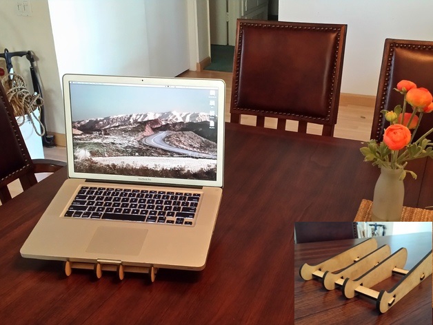 طرح پایه لپ تاپ مناسب برای استفاده در دستگاه های cnc چوب و cnc لیزر - laptop stand laser cut svg file