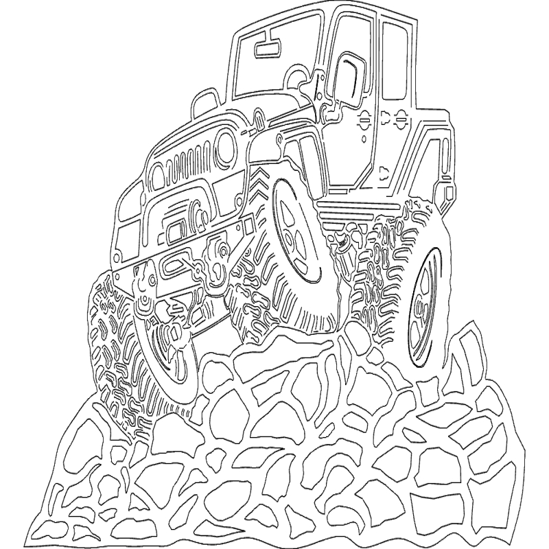 طرح جیپ چهار در مناسب برای استفاده در دستگاه های cnc چوب و cnc لیزر - 4 door jeep dxf file