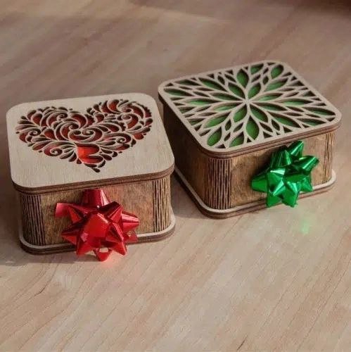 طرح جعبه هدیه چوبی مناسب برای استفاده در دستگاه های cnc چوب و cnc لیزر - laser cut wooden gift box