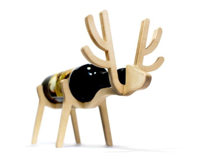 طرح جا بطری نوشابه شاخ گوزن مناسب برای استفاده در دستگاه های cnc چوب و cnc لیزر - laser cut deer antler wine bottle holder