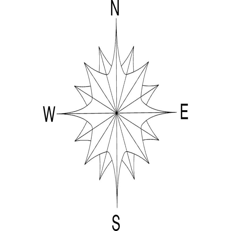 طرح گل با قطب نمای شمال مناسب برای استفاده در دستگاه های cnc چوب و cnc لیزر - north arrow compass flower dxf file