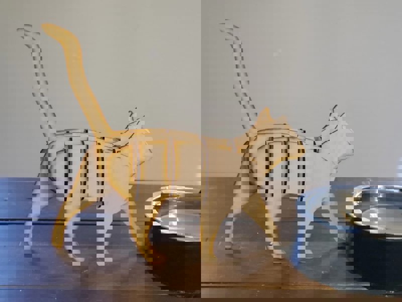 طرح پازل سه بعدی گربه مناسب برای استفاده در دستگاه های cnc چوب و cnc لیزر - laser cut cat 3d puzzle dxf file