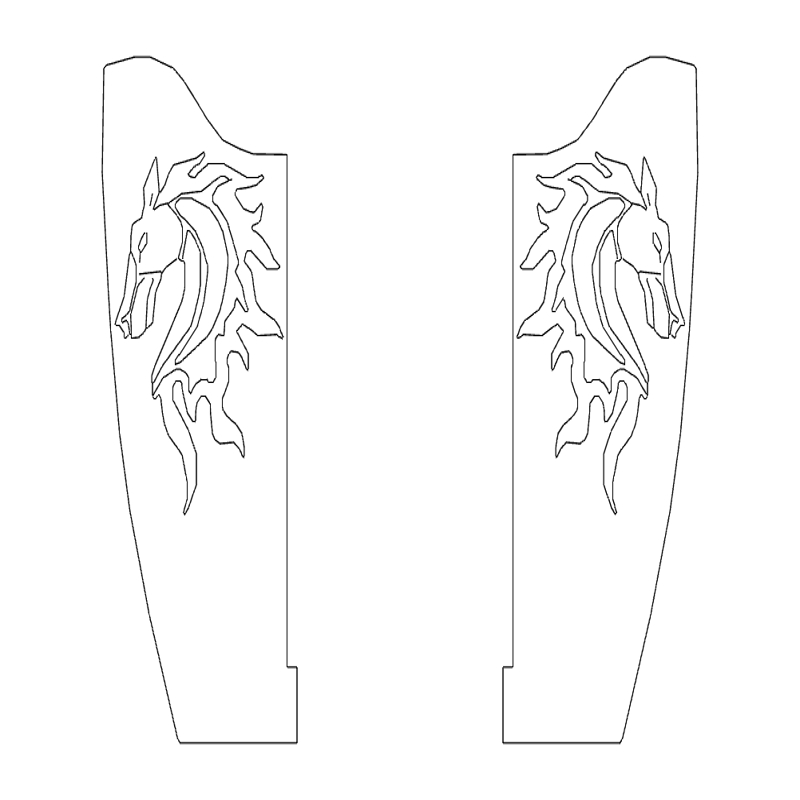 طرح وارونه براکت اسب مناسب برای استفاده در دستگاه های cnc چوب و cnc لیزر - horse bracket flipped dxf file