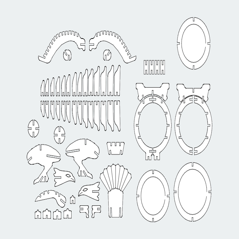طرح پازل سه بعدی ایگلکس مناسب برای استفاده در دستگاه های cnc چوب و cnc لیزر - eaglex 3d puzzle dxf file