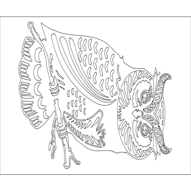 طرح جغد بزرگ مناسب برای استفاده در دستگاه های cnc چوب و cnc لیزر - large owl dxf file