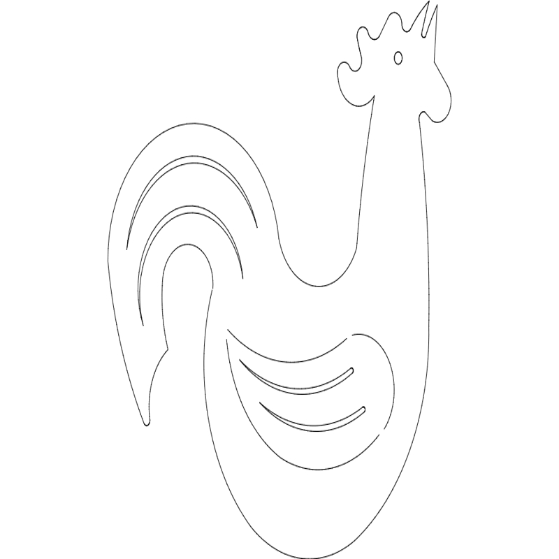 طرح شبح خروس با بانگ خروس مناسب برای استفاده در دستگاه های cnc چوب و cnc لیزر - rooster crowing silhouette dxf file