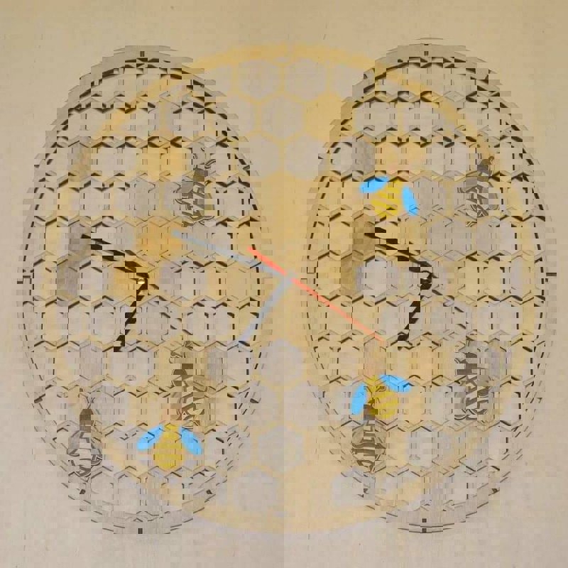 طرح ساعت دیواری لانه زنبوری مناسب برای استفاده در دستگاه های cnc چوب و cnc لیزر - laser cut honeycomb wall clock