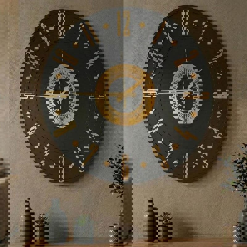 طرح ساعت دیواری مدرن ، قطعه تزئینی بزرگ مناسب برای استفاده در دستگاه های cnc چوب و cnc لیزر - laser cut modern wall clock large decorative timepiece