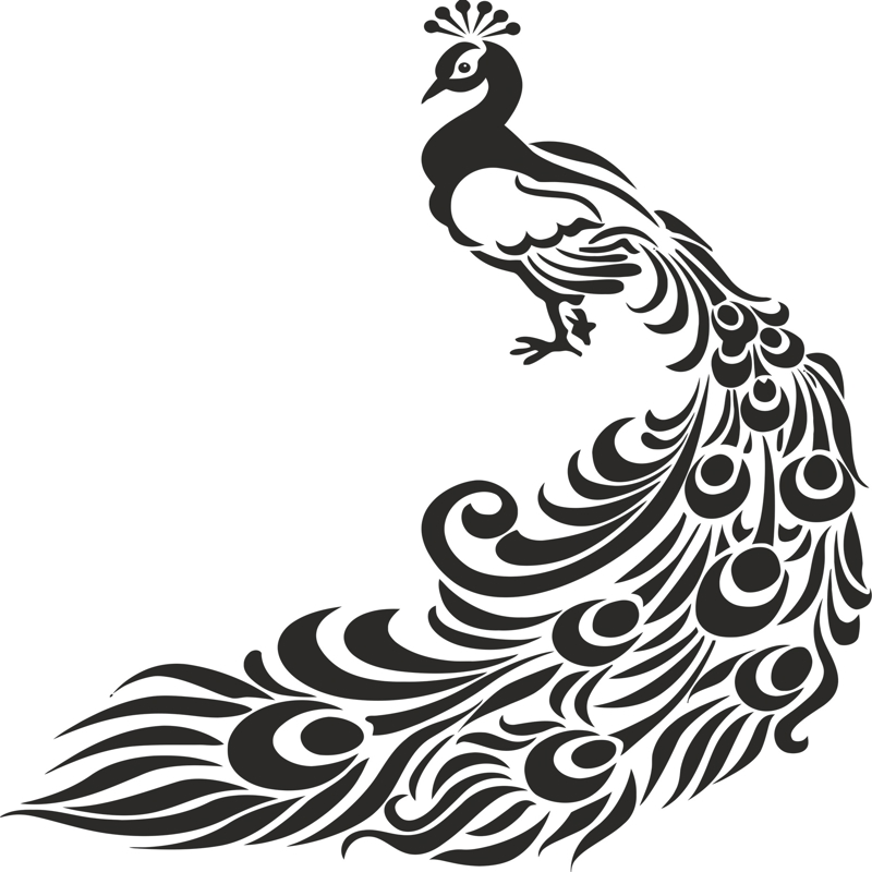 طرح شابلون طاووس مناسب برای استفاده در دستگاه های cnc چوب و cnc لیزر - peacock stencil cdr file
