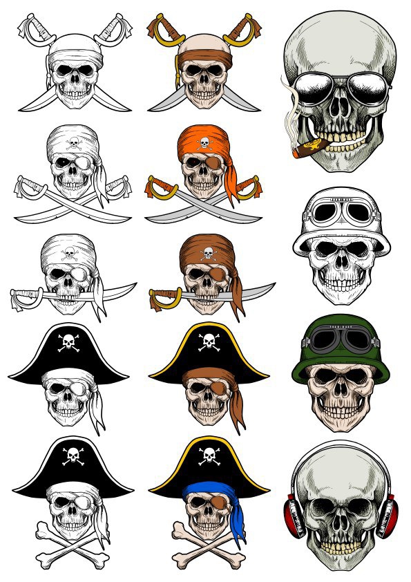 طرح وکتور جمجمه دزدان دریایی مناسب برای استفاده در دستگاه های cnc چوب و cnc لیزر - pirate skull vectors cdr file