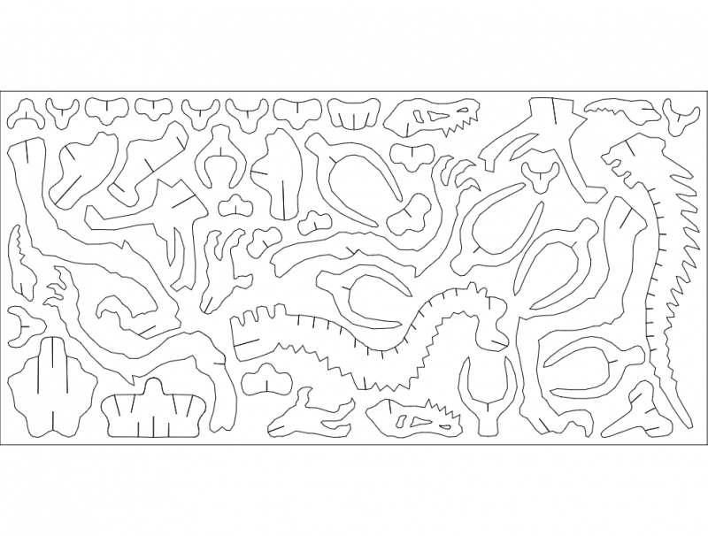 طرح پازل سه بعدی Velorap مناسب برای استفاده در دستگاه های cnc چوب و cnc لیزر - velorap 3d puzzle dxf file