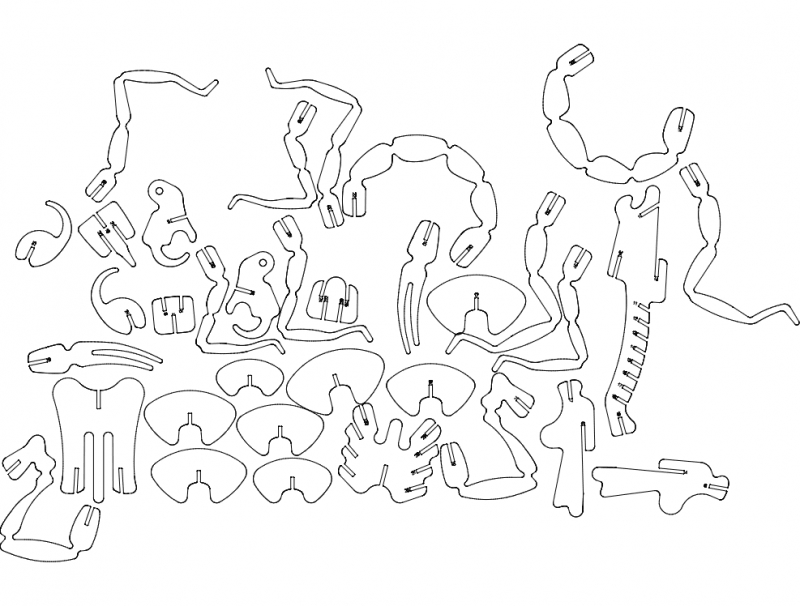 طرح پازل سه بعدی عقرب مناسب برای استفاده در دستگاه های cnc چوب و cnc لیزر - escorpiao 3d puzzle dxf file